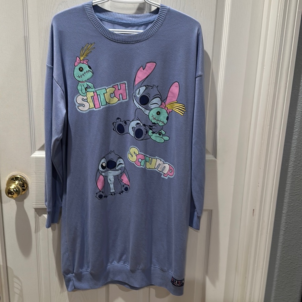 Disney Stitch long sleeve Nightshirt-Sleepwear Sleep Shirt S/CH 4-6 nwot